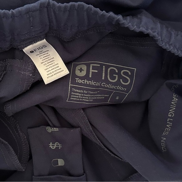 FIGS Tansen Jogger Scrub Pants Navy 5 Pockets Slim Fit Stretch Anti-Wrinkle Sz S - Picture 11 of 11